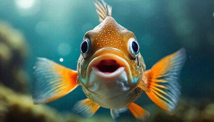 cute confused fish underwater closeup