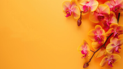 Obraz premium Orchid flowers background. Copy space. Close-up of orchid flowers.