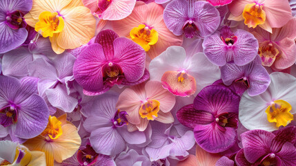 Orchid flowers background. Copy space. Close-up of orchid flowers.