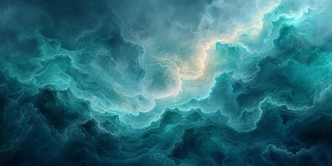 Green and blue smoke in a blue space, Abstract backdrop cloud of green and blue smoke on a black isolated background soft mystery horror
