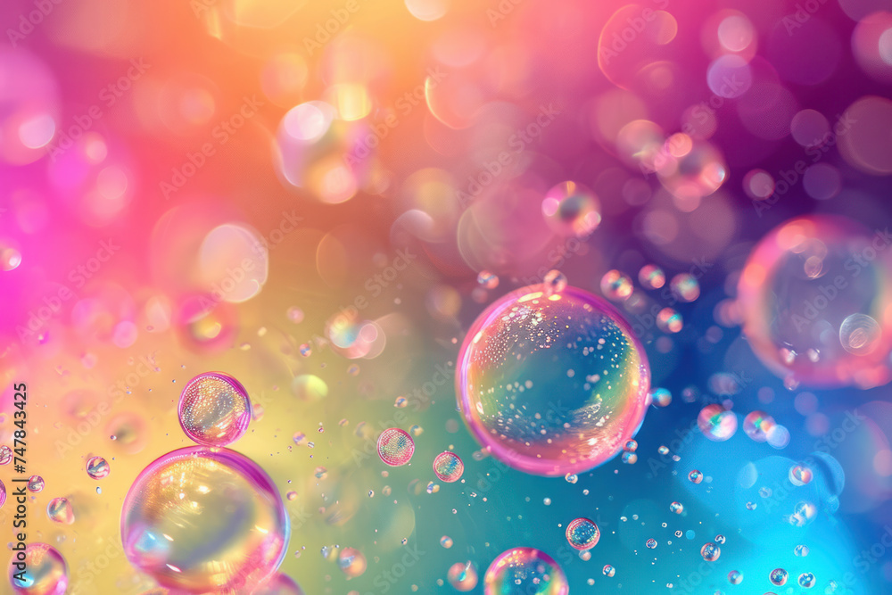 Poster vibrant abstract background with floating bubbles and rainbow hues. colorful backdrop and texture.