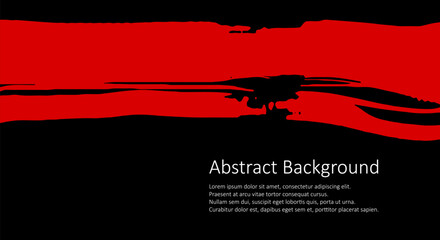 Red ink brush stroke on black background. Japanese style. Vector illustration grunge stains. Brushes illustration.