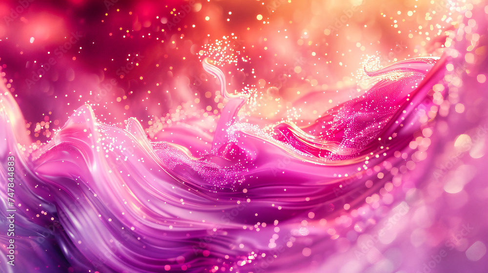 Poster bright abstract background with light patterns, artistic design in pink and blue, sparkle and shine 