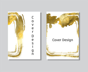 Gold foil abstract grunge banner. Texture, gold foil effect background vector.