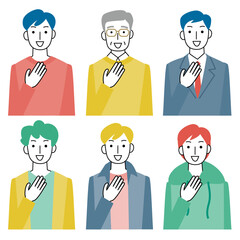 笑顔の男性の上半身セット