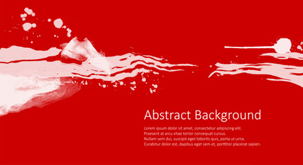 White ink brush stroke on red background. Japanese style. Vector illustration grunge stains. Brushes illustration.