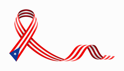 Obraz premium Puerto Rican flag stripe ribbon wavy background layout. Vector illustration.