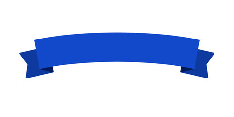 dark royal blue ribbon banner flat style vector illustration isolated on white and transparent background. minimalism blank for text. curved and short ribbon banner