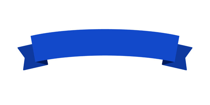 dark royal blue ribbon banner flat style vector illustration isolated on white and transparent background. minimalism blank for text. curved and short ribbon banner