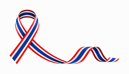 Thai flag stripe ribbon wavy background layout. Vector illustration.