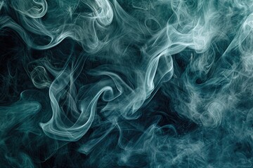 A photo featuring a texture of blue and white smoke on a black background, creating an intriguing...