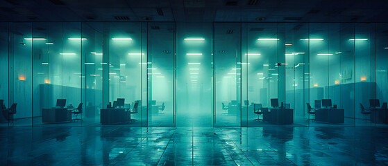 Dark Room with Abstract Light, Empty Interior Space with Illuminated Floor and Wall, Futuristic...