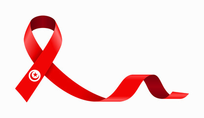 Tunisian flag stripe ribbon wavy background layout. Vector illustration.