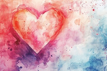 A vibrant heart painting stands out against a lively and colorful background, Soft watercolor texture with Valentineâ€™s Day colors, AI Generated - obrazy, fototapety, plakaty