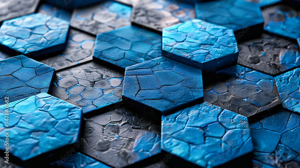 Poster architectural pattern in hexagonal tiles, abstract design of modern surface, concept of geometric be