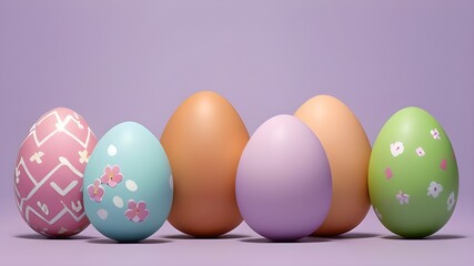 Fototapeta na wymiar Pastel Easter Eggs On A Purple Backround.Generative AI