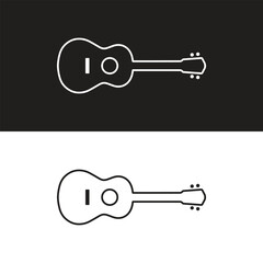 Guitar silhouettes set.Acoustic and heavy rock electric guitars musical instruments. Simple set of electric guitar vector icons for web design. Music symbols collection.