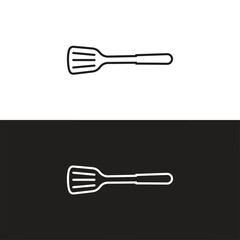 kitchen spatula with wooden handle watercolor vector illustration isolated on white background. Solid spatula and slotted spatula hand drawn cartoon.
