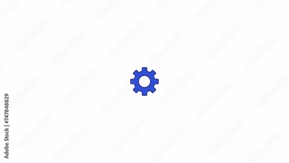 Poster cogwheel line 2d object animation. hardware tool. mechanism work process. transmission gear flat col