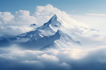 Crédence de cuisine en verre imprimé Himalaya a mountain range with clouds