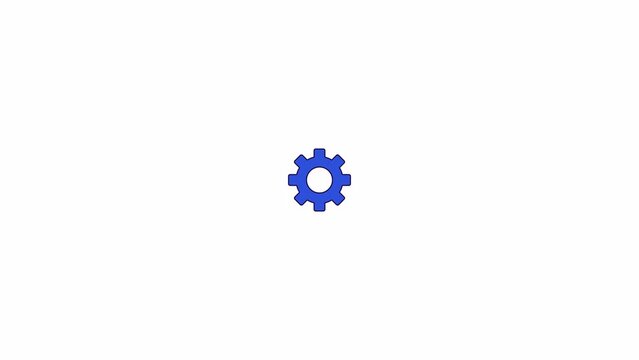 Cogwheel line 2D object animation. Hardware tool. Mechanism work process. Transmission gear flat color cartoon 4K video, alpha channel. Industry maintenance animated item on white background