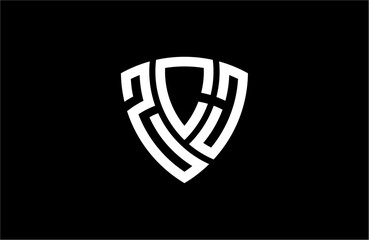ZCJ creative letter shield logo design vector icon illustration