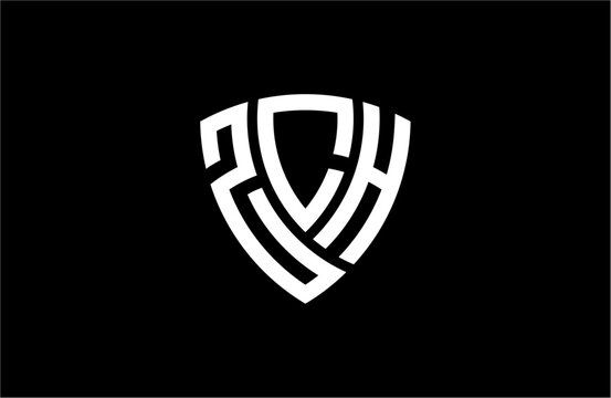 ZCH creative letter shield logo design vector icon illustration