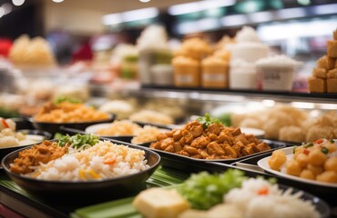 Traditional Asian food sold in food court