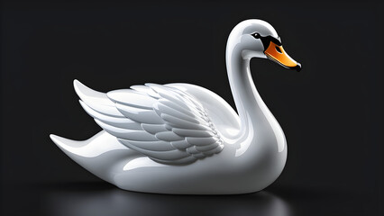 Naklejka premium white swan. a bird white swan emoji on a black background