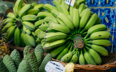 Bananas in the Mercado dos Lavradores market hall in Funchal on Madeira Island