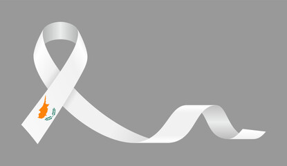Cypriot flag stripe ribbon wavy background layout. Vector illustration.