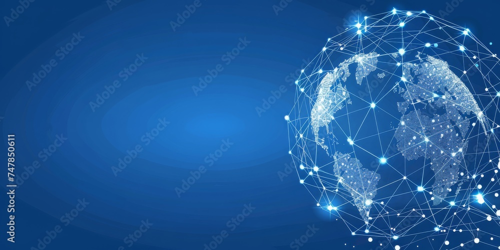 Poster  A Digital Representation of an Interconnected World Network, Symbolizing the Web of Global Communication, Generative AI