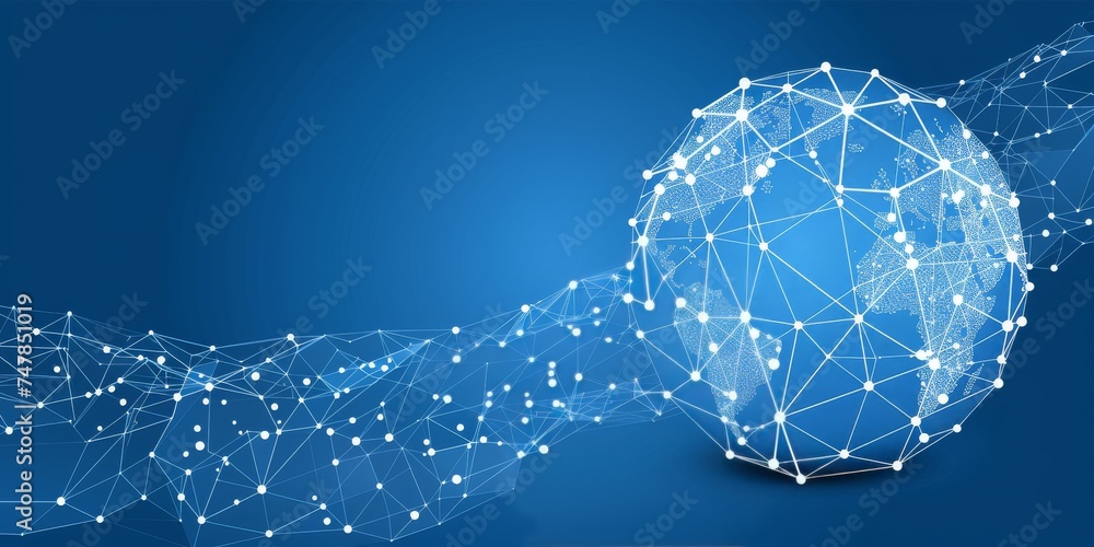 Poster  A Digital Representation of an Interconnected World Network, Symbolizing the Web of Global Communication, Generative AI