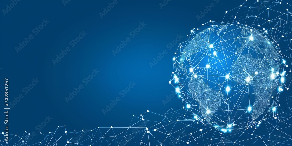 Leinwandbilder  A Digital Representation of an Interconnected World Network, Symbolizing the Web of Global Communication, Generative AI