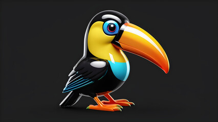 Obraz na płótnie Canvas toucan. a bird toucan emoji on a black background. bird toucan. toucan bird with eyes. toucan in the beak