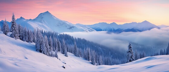 Fototapeta na wymiar Winter Sunrise in Majestic Mountains: Captured with Canon RF 50mm f/1.2L USM