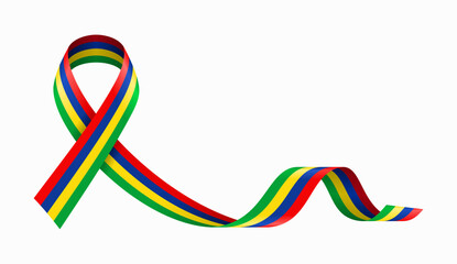 Mauritius flag stripe ribbon wavy background layout. Vector illustration.