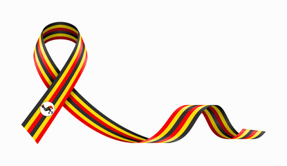 Ugandan flag stripe ribbon wavy background layout. Vector illustration.