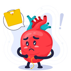 Cute Character Human Heart Overweight Vector Illustration