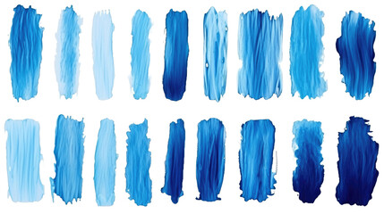 Set of blue marker paint texture. Stroke isolated on white background