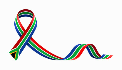 South African flag stripe ribbon wavy background layout. Vector illustration.