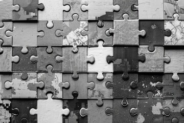 a page full of puzzle pieces scattered professional photography