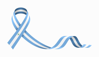 Nicaraguan flag stripe ribbon wavy background layout. Vector illustration.