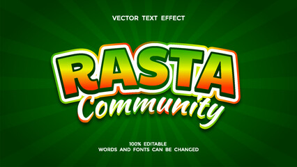 Naklejka premium rasta community editable 3d text effect