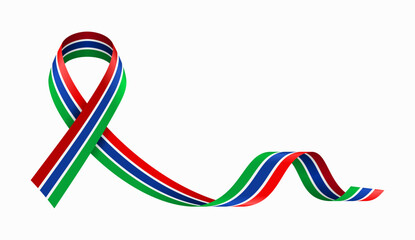 Gambian flag stripe ribbon wavy background layout. Vector illustration.
