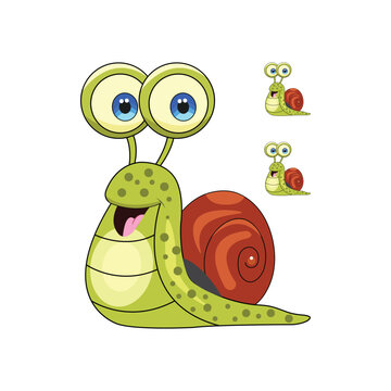 Vector happy snail cartoon on white background