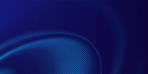 Blue abstract background with blue glowing geometric lines. Modern shiny blue oval lines pattern. Curved lines. Futuristic technology concept. Suit for banner, brochure, corporate, poster, background