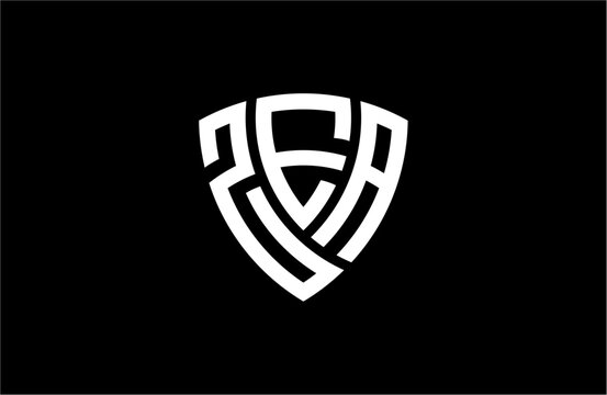 ZEA creative letter shield logo design vector icon illustration