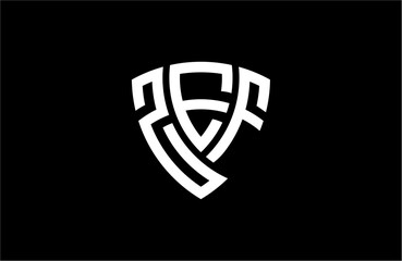ZEF creative letter shield logo design vector icon illustration