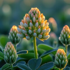 Fototapeta premium macro photo of clover flower in outdoor wildlife 